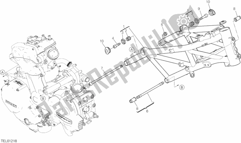 All parts for the Frame of the Ducati Multistrada 1260 Enduro Touring 2019
